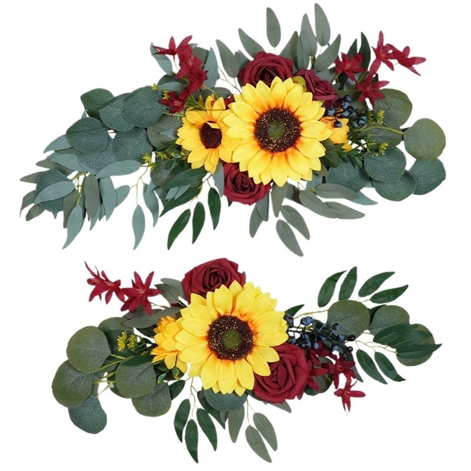 Zymjzbetic B Artificial Wedding Arch Flowers Kit 2 Pcs Artificial Wedding Arch Flowers Kit Garlands Silk Flower Welcome Sign Floral For Ceremony Party(B)