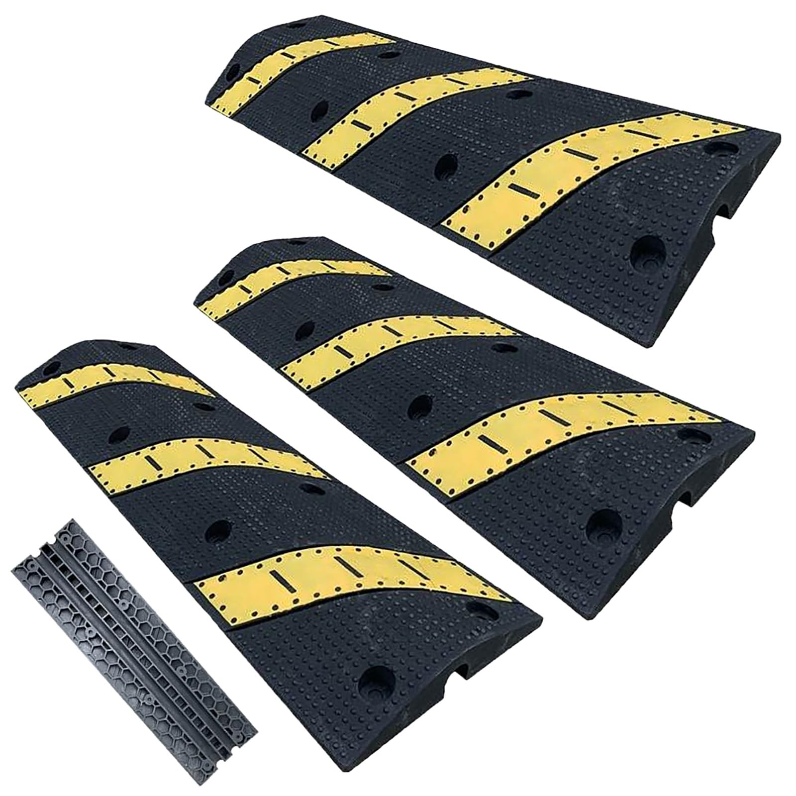 Paquete de 3, Pasacables Suelo, Tope de Velocidad de Goma, Rampa Protectora de Cable Resistente de 1 Canal, Tope de Velocidad Modular, para Calzada de Tráfico de Grava, Hormigón Y Asfalto (Color : 1