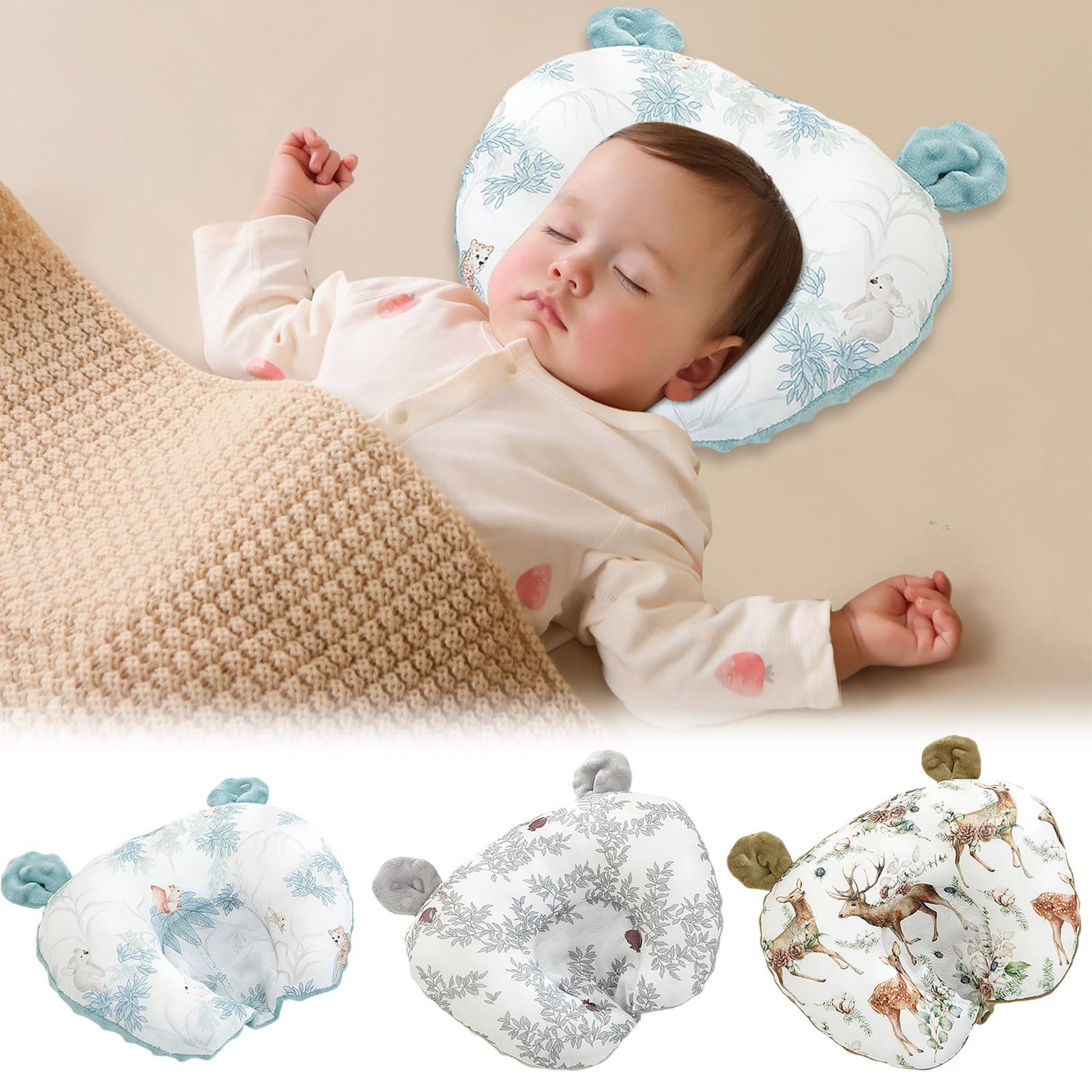 Coussin Bebe Tete Plate Coussins Anti Tete Plate Bebe Coussin bébé Oreiller de voyage pour bébé Appuie-Tête de Enfant pour soutien de la tête et du cou pour poussette, siège auto, voyage (Gris)