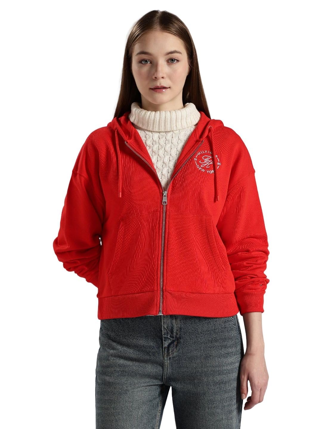 tommy hilfiger Regular fit cotton hooded neck open-front jacket-picture-42