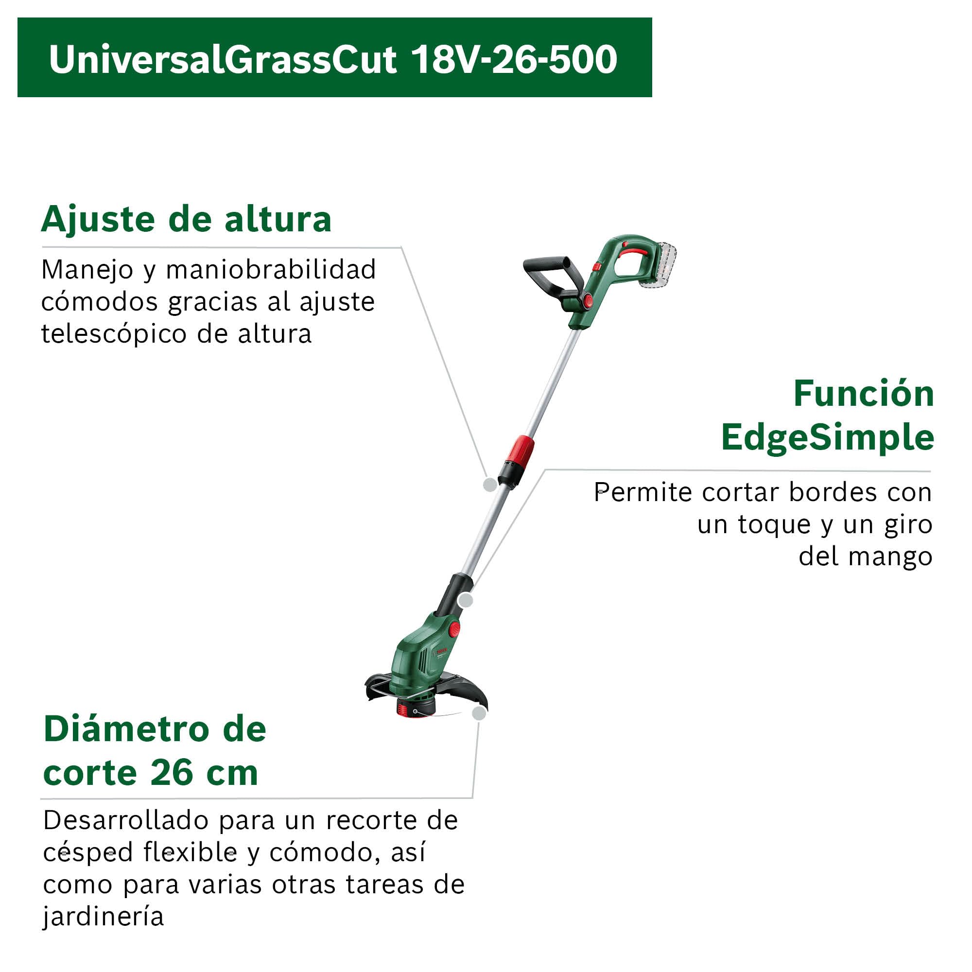 Bosch cortabordes a batería UniversalGrassCut 18V-26-500 sin Bat./carg.