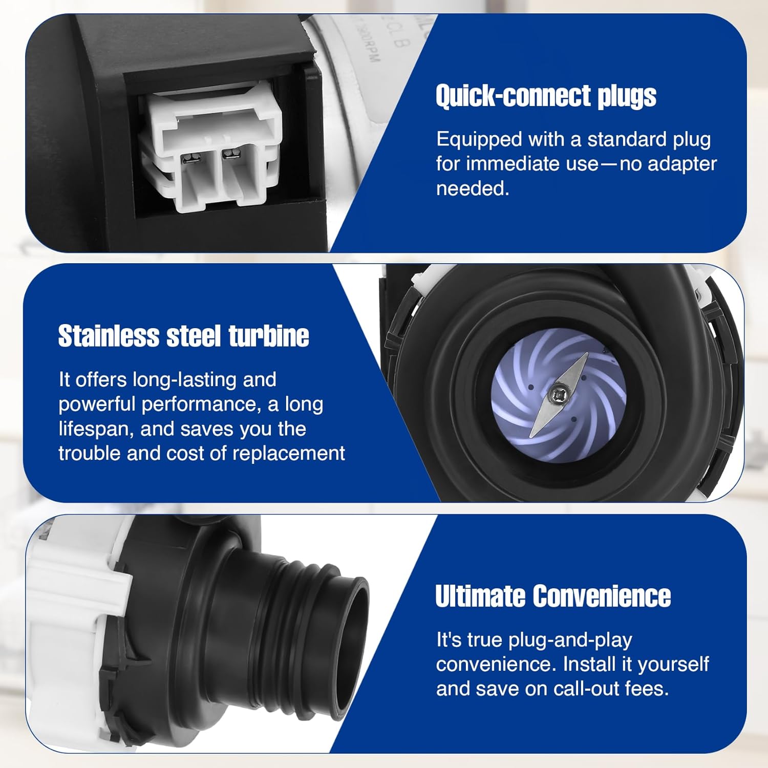 WD26X23258 Dishwasher Circulation Pump Assembly - Compatible with GE Dishwasher Models，Upgraded Brushless Motor Replaces WD26X22285, WD26X22826, WD26X22518, EAP11772000