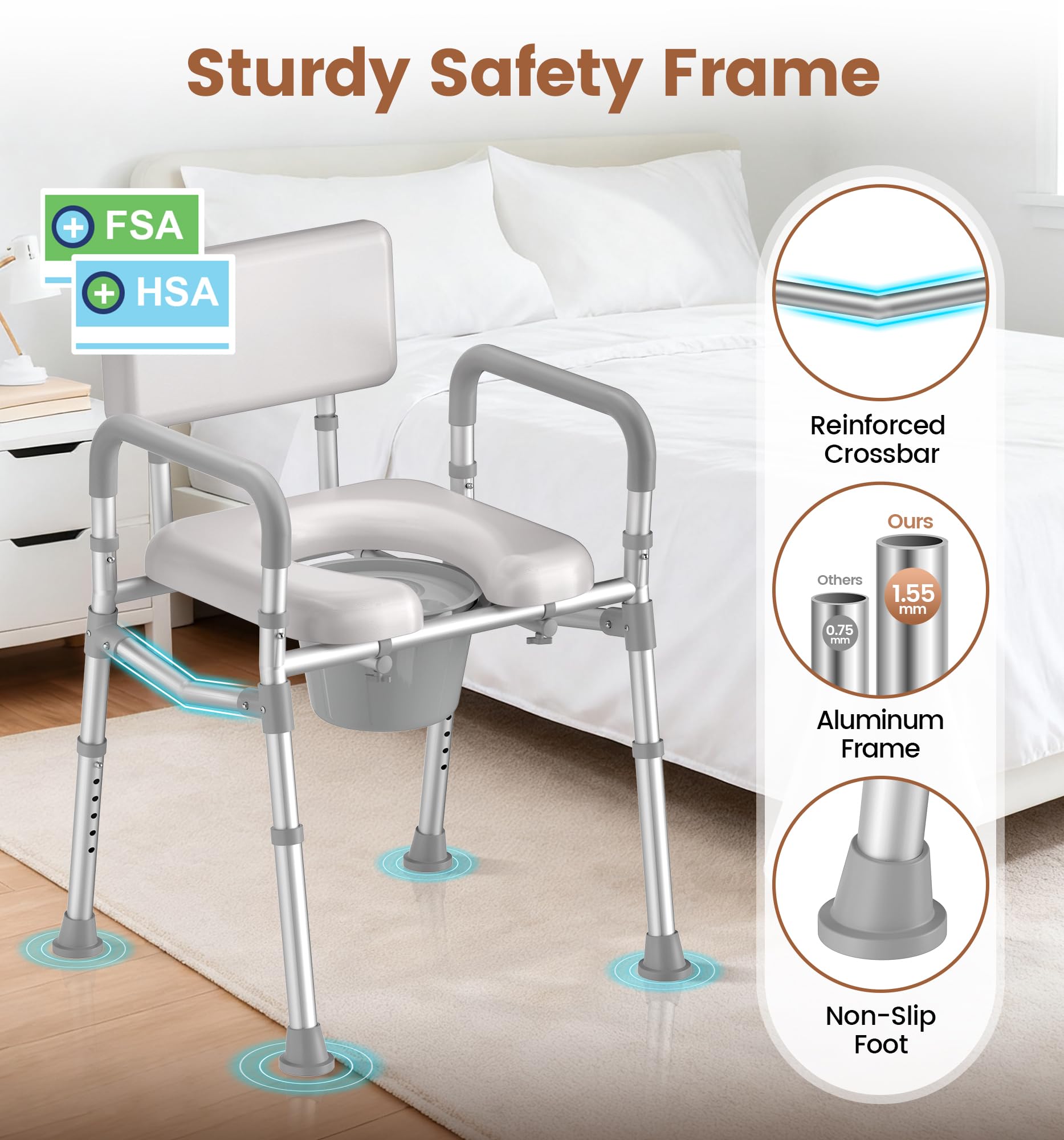 Bedside Commode - Easy Mobility & Comfort -3