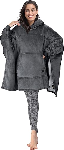 Tirrinia Oversized Hoodie Blanket Batwing Sleeve Sweatshirt Cozy Sherpa Huge Wearable Blankets Gift for Adults Women disponible en Yaxa Colombia