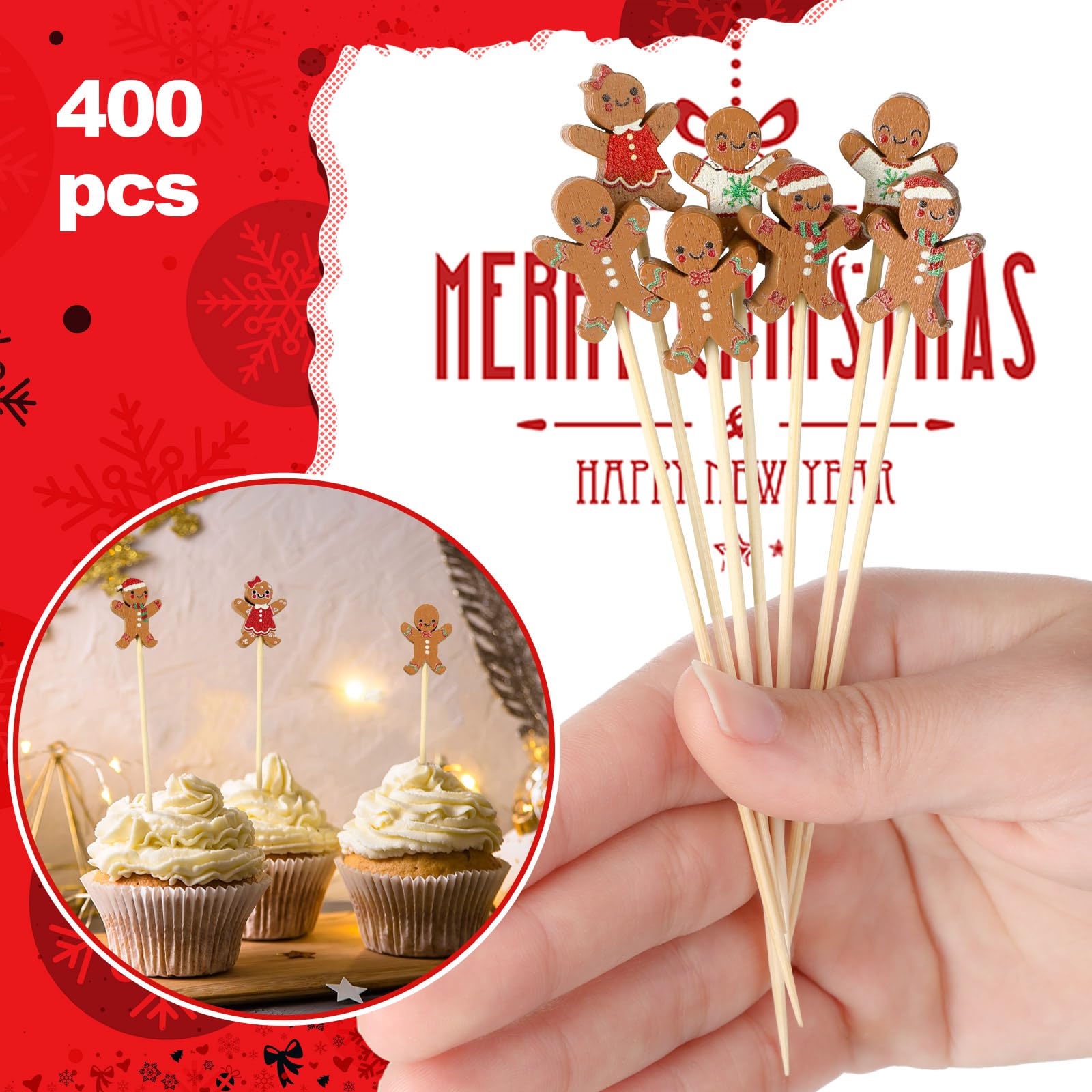 WILLBOND 400 Pcs Christmas Cocktail Picks 5.12