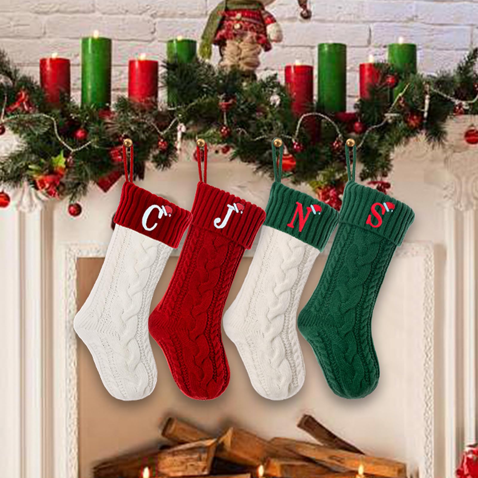 Ulico Calza Di Natale Personalizzata Con Iniziale M - 45,7 Cm, Rosso-Bianca, Ricamo A Maglia Per Camino O Decorazione - 3