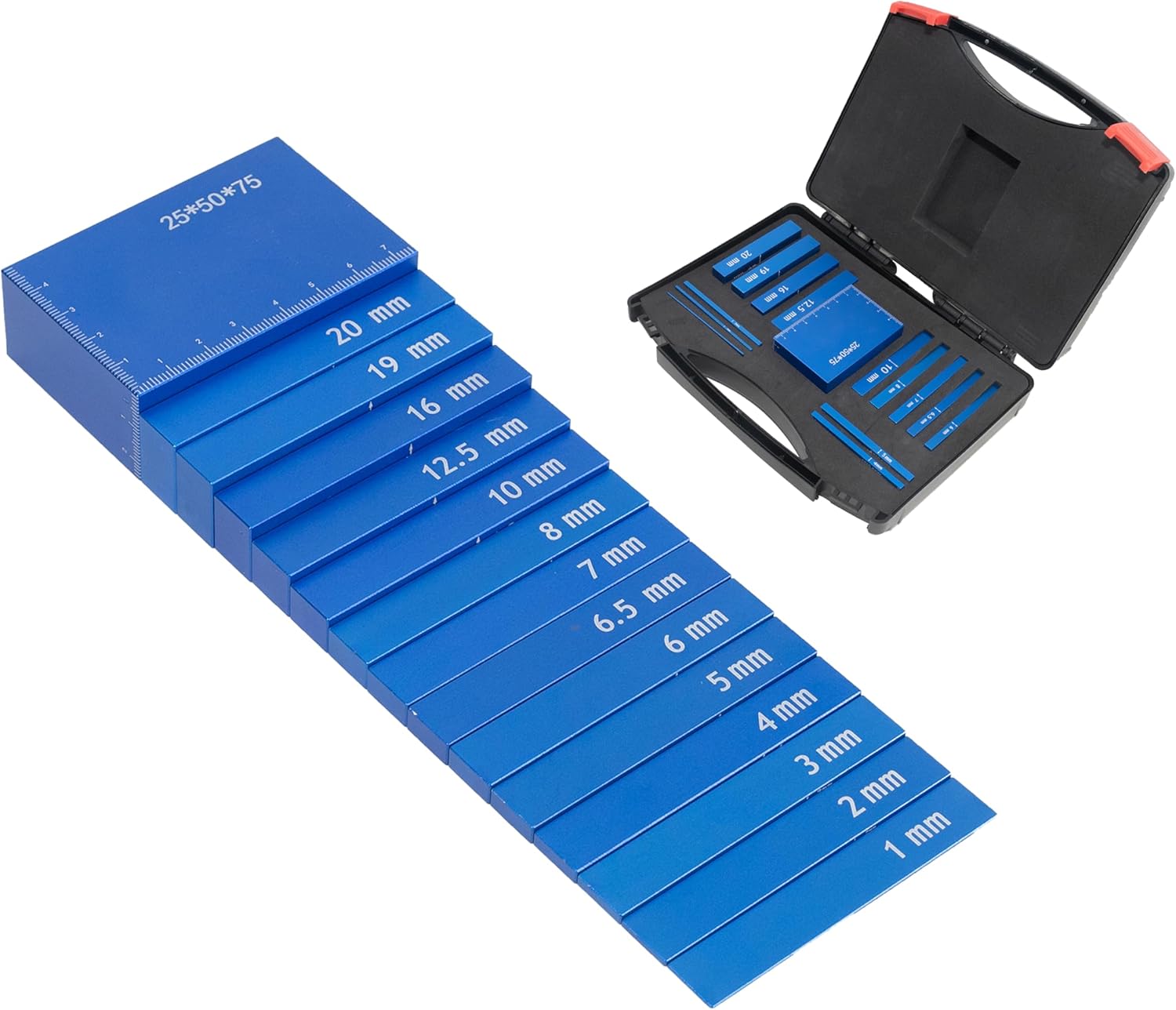 Metric Setup Blocks Woodworking Aluminum Height Gauge Blocks Set for Router and Table Saw Accessories Blue 15 PCS