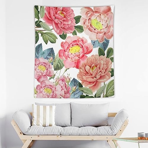 Miniatura 3 de REFYLD Tapiz para colgar en la pared, tapiz abstracto de peonía y flores, tapiz para dormitorio, sala de estar, dormitorio (50 x 60 pulgadas)