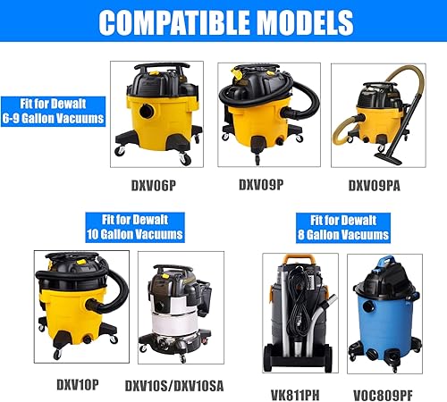 Miniatura 3 de Paquete de 15 bolsas de vacío para aspiradora DEWALT de 6 a 10 galones DXVA19-4101, bolsas de filtro de repuesto LUNARUBBY para aspiradoras húmedas