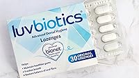 Vista 6 de Luv Biotics Probióticos orales: 30 pastillas de menta sin azúcar con xilitol y aloe vera para aliento fresco, alivio de la boca seca, cuidado