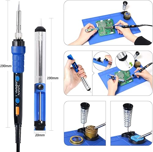 Miniatura 8 de YIHUA Paquete de kit 8858-I y 928D con el elemento calefactor de pistola de aire caliente #8858 con soporte de hierro, kit de limpieza y accesorios