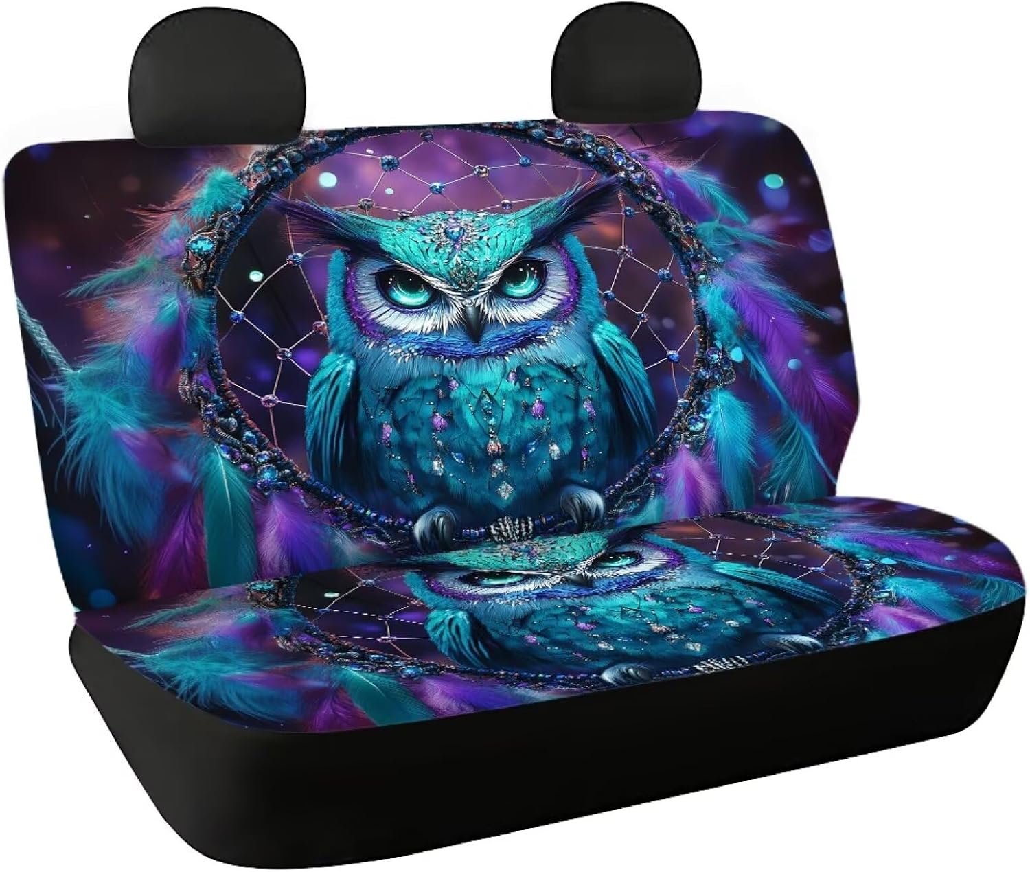 Dolyues Mushrooms Automotive Back Seat Covers Rear Split Bench Cover Trendy for Cars 2 PCS Full Set Car Interior Accessories (Without Front Seats Covers)