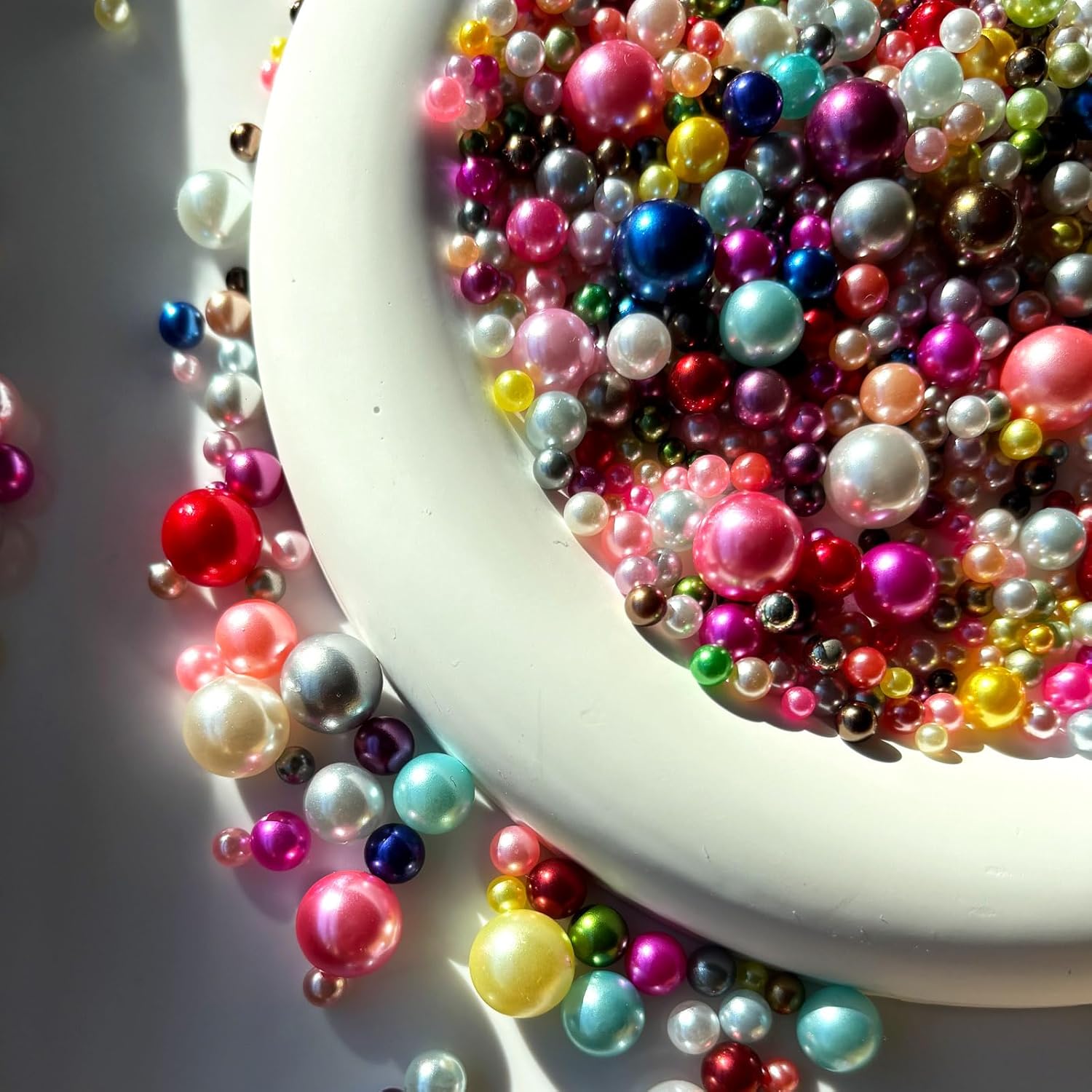 1000PCS Assorted 3-10mm Round Acrylic Pearls Beads, No Holes, Colorful, Loose Beads for DIY, Table Scatter, Wedding, Birthday Party, Home Decoration - Image 2