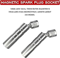 Vista 4 de beypovk Enchufe de bujía de 0.551 in, giratorio de 360 grados, universal, magnético, 12 puntos, unidad de 3/8 pulgadas, juego de herramientas