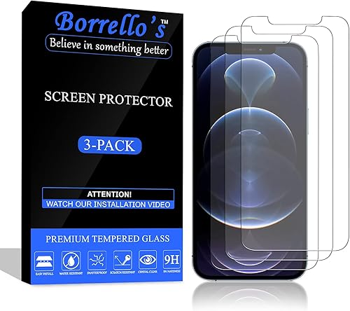 Borrello's Paquete de 3 protectores de pantalla para iPhone X, iPhone XS, iPhone 11 Pro, vidrio templado con borde 2.5D, compatible con fundas,
