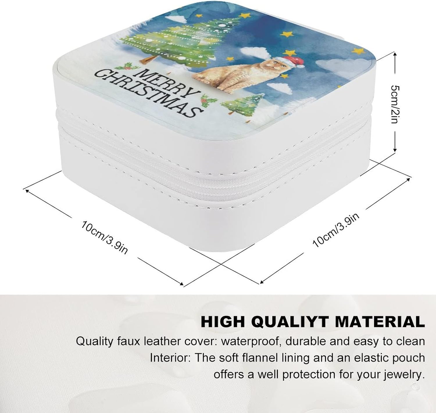 Merry Christmas Dog Pet English Foxhound Jewelry Box Fun Animal PU Small Portable Travel Case Holiday Organizer Display Storage Holder Box for Rings, Earrings, Necklaces, Bracelets image 2