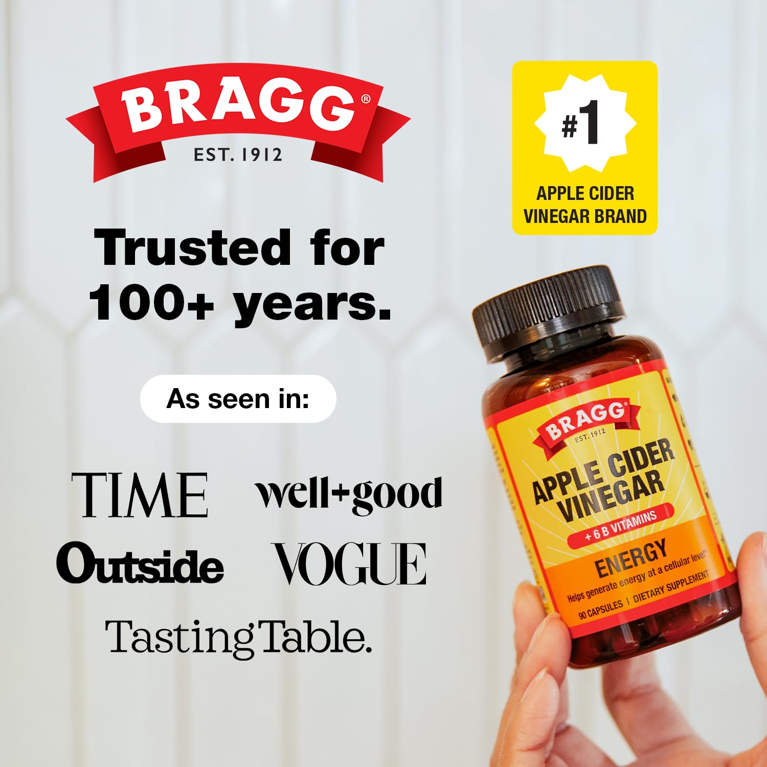 BRAGG Energy Apple Cider Vinegar Capsules with B Vitamins - 90 Capsules — Amazon image 7