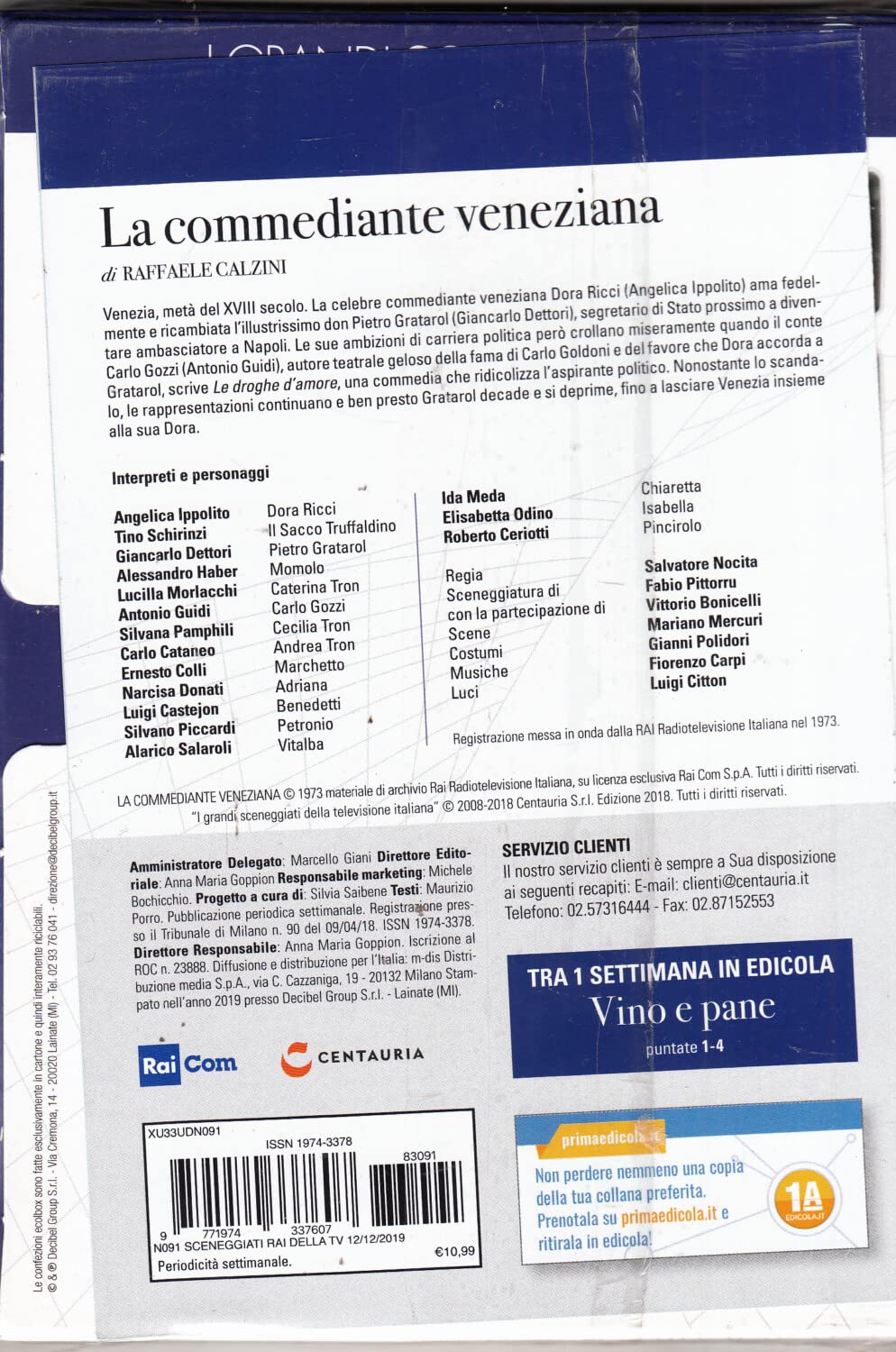 La Commediante Veneziana - Miniserie Completa DVD RAI (Episodi 1-5) (2 DVD) Grandi Sceneggiati Rai - Versione da edicola - DVD in Italiano