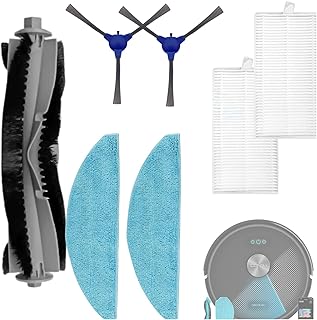 Roboparts® Recambios Compatibles con Cecotec Conga M50 / M50 X-Treme Pack 7 en 1 Repuesto Cepillo Rodillo Central, 2 Cepillos Laterales, 2 Filtros Hepa y 2 Mopas de Fregado para Robot Aspirador