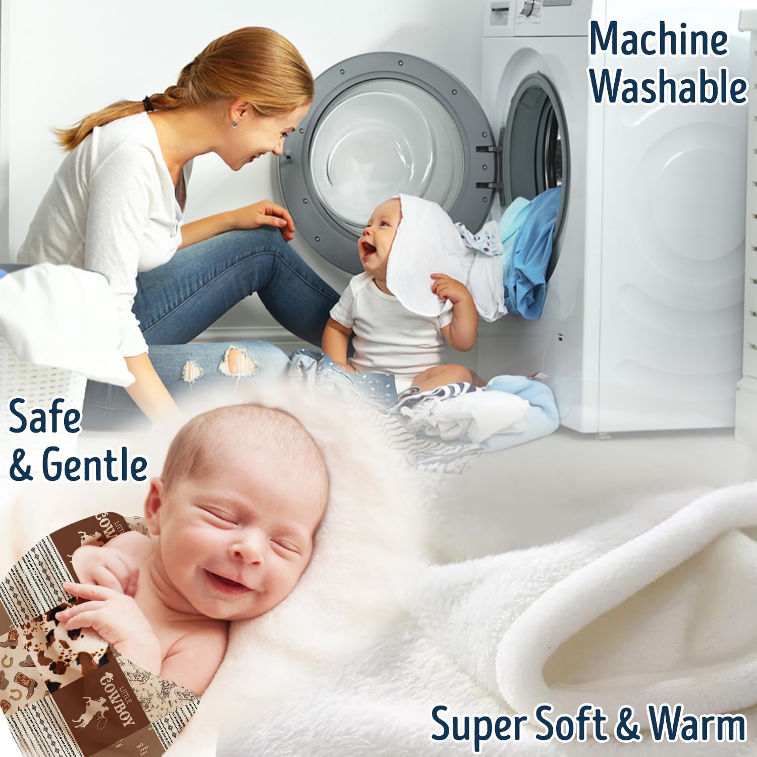 Western Blanket, Western Decor for Nursery Room, Baby Blankets for Boys Girls, Cowboy Baby Blankets, Western Baby Stuff, Soft Warm Lightweight Nursery Bed Blanket for Newborn Toddlers (04, 30x40 in) - Image 8