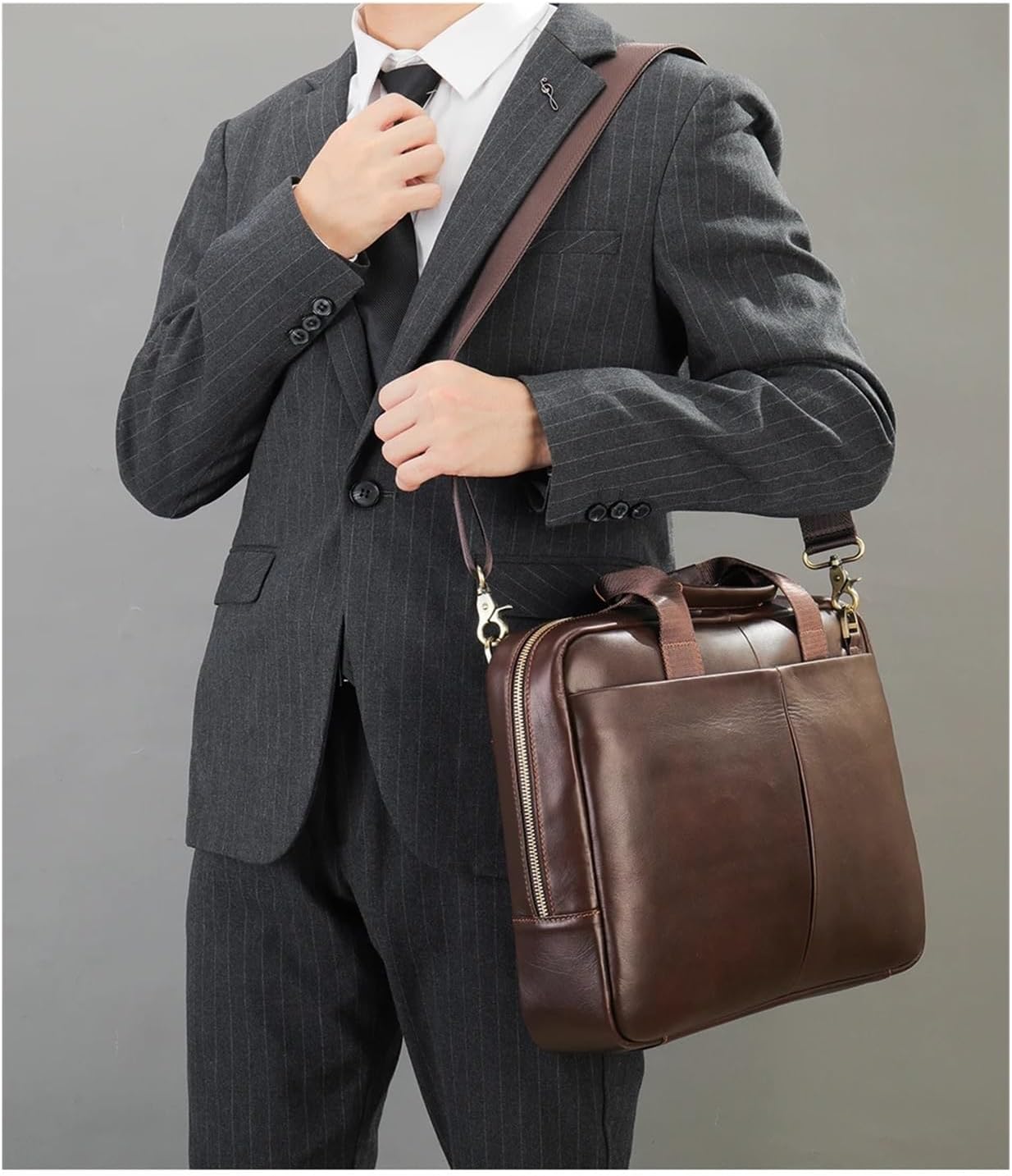 Briefcase 15 Inch Laptop Bag For Men's Briefcases Genuine Leather Executive Briefcase Portafolio