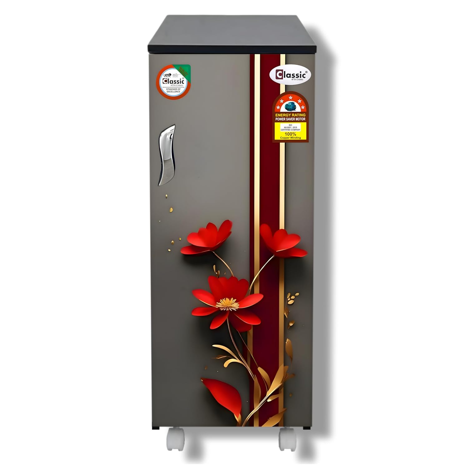 1HP Fully Automatic Domestic Flour Mill Machine – 10Kg/Hr | Atta Chakki for Home, Aata Maker, Ghar Ghanti | 0.75 U/Hr for Daily Grinding garains & pulses (Plus RED)