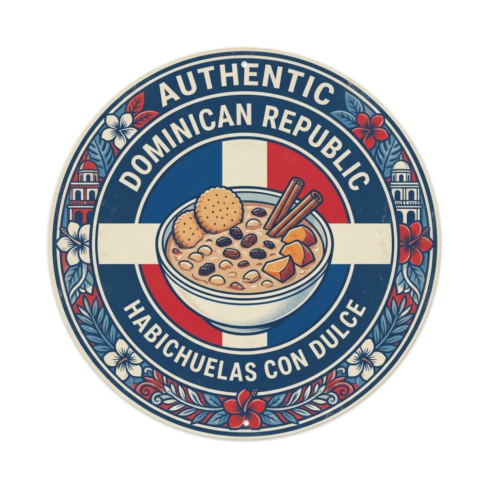 Olhnbad Style Dominican Republic Travel Sweet Bean Dessert Cuisine Metal Tin Sign