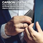 GSOIAX Mens Slim Walletpour les hommes Minimalist véritable en cuir fibre de carbone RFID Blocking Cowhide Bifold Carte de crédit avec boîte cadeau Carbon Black et Orange