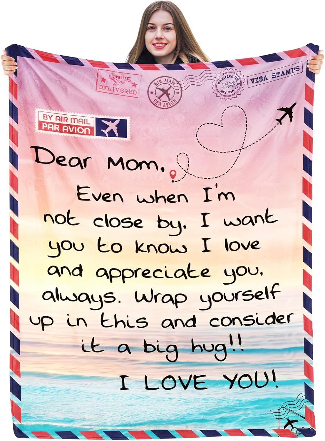 Gifts for Mom, Warm Mom Blanket for Mothers Day, Soft & Light Weight, Mother Gifts from Daughters, Stylish Flannel Throw Blankets for Christmas Thanksgiving Day (50" x 60")