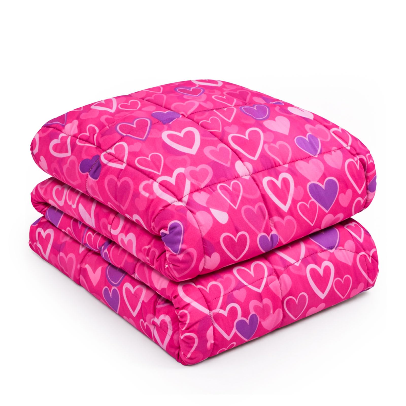 OHS Weighted Blanket 3kg Hearts Reversible, Sleep Therapy Insomnia Anxiety Relief for Adults, Pink/Purple - 150 x 100cm (Disclaimer:Only suitable for age 3+years)