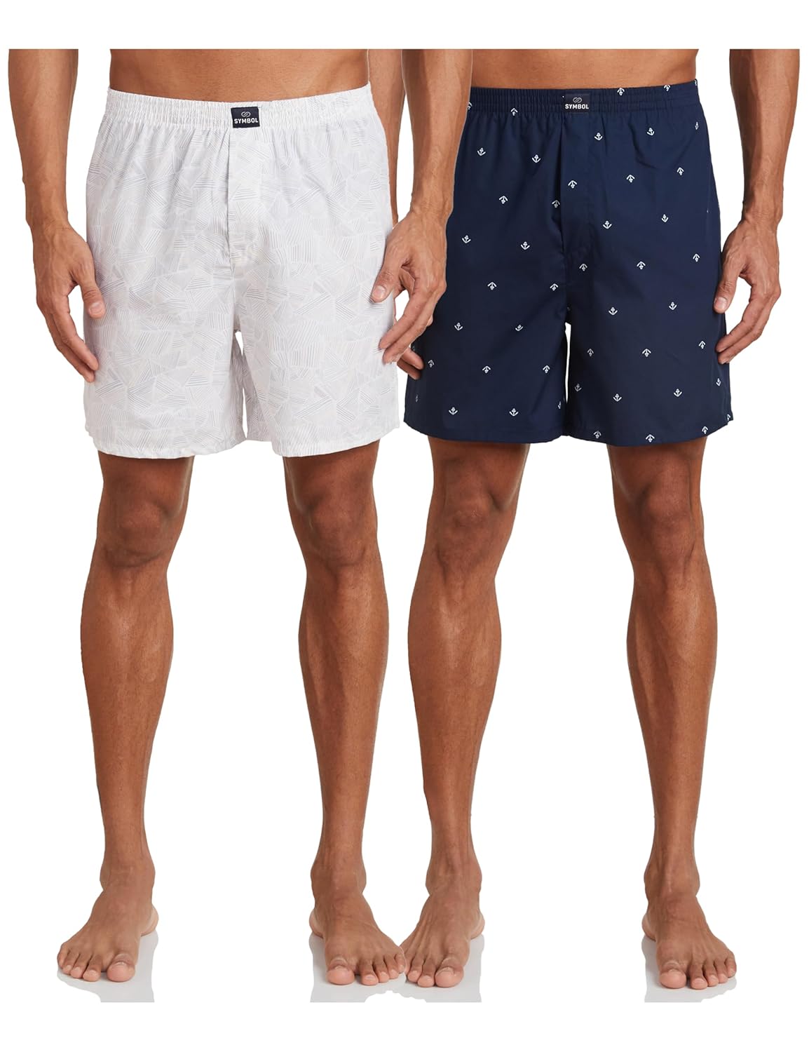 Amazon Brand – Symbol Men’s Cotton Printed Boxer Shorts (Combo Pack of 2) Casual | Underwear | Half Pants | Short Pant – Regular Fit with Back Pocket