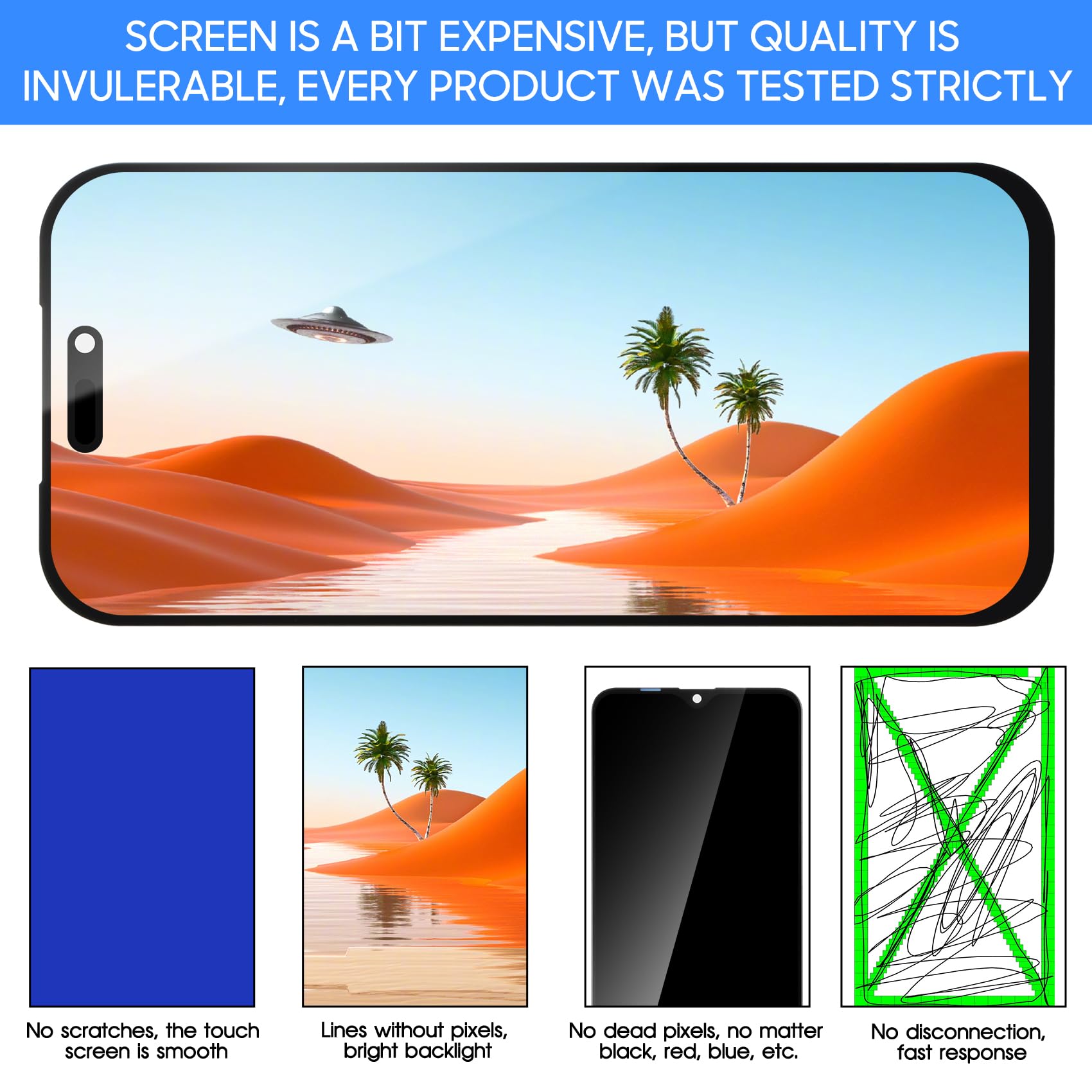 LADYSON Incell ekran LCD do iPhone'a 17 Pro, zamiennik ekranu 6,3 cala, część naprawcza LCD z obsługą Face ID do A3256/A3523/A3522/A3524, czarny