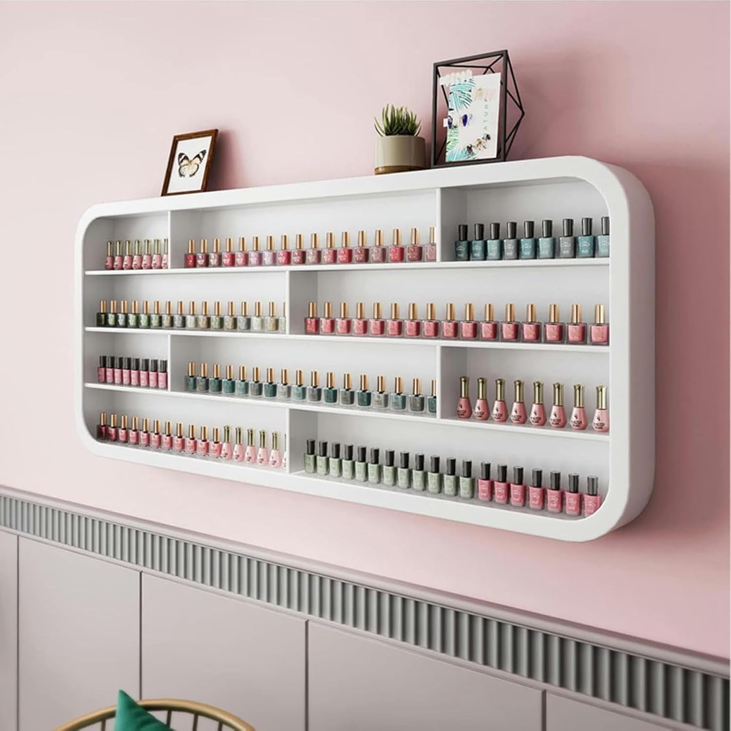 LGEOELIAS Shelf Wall Exposure Bottles Nail Polish Shelf Wood Hanging Exhibition Perfumes of Essentials Hanging Wall Nail Polish