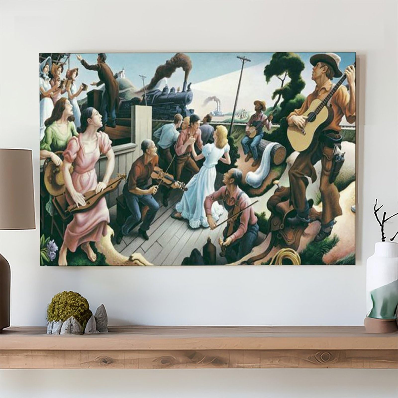 WCYB The Sources of Country Music di Thomas Hart Benton Stampe poster su tela Deco Dipinti Wall Art per ufficio soggiorno cornice 61 cm L x 91,4 cm W