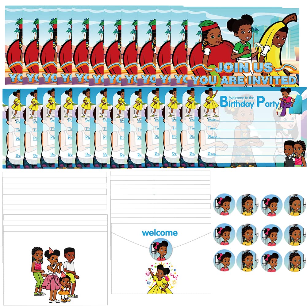 36Pcs Gracie's Invitaciones Tarjetas Invitaciones de Fiesta con Sobres y Adhesivos Pack de Invitaciones Gracie's Invitaciones de Cumpleaños Tarjetas Invitaciones de Cumpleaños para Niños