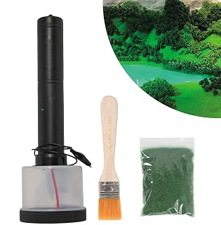 DYRABREST Static Grass Flocking Applicator, Electrostatic Flocking Tool, Christmas Tree Flocking Kit for DIY Scenic Mini Terrain Modeling Sand Table Train AA Battery Powered with 2 Grids