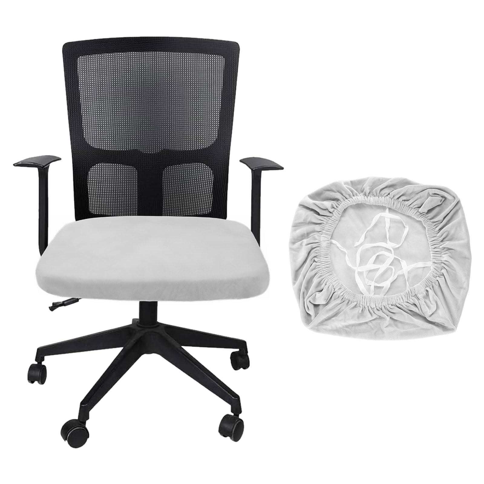 QUARKZMAN Office Chair Cover Stretchable Soft Swivel Chair Cover Washable Desk Seat Protector Computer for Home Office T(45-48cm) Light Grey