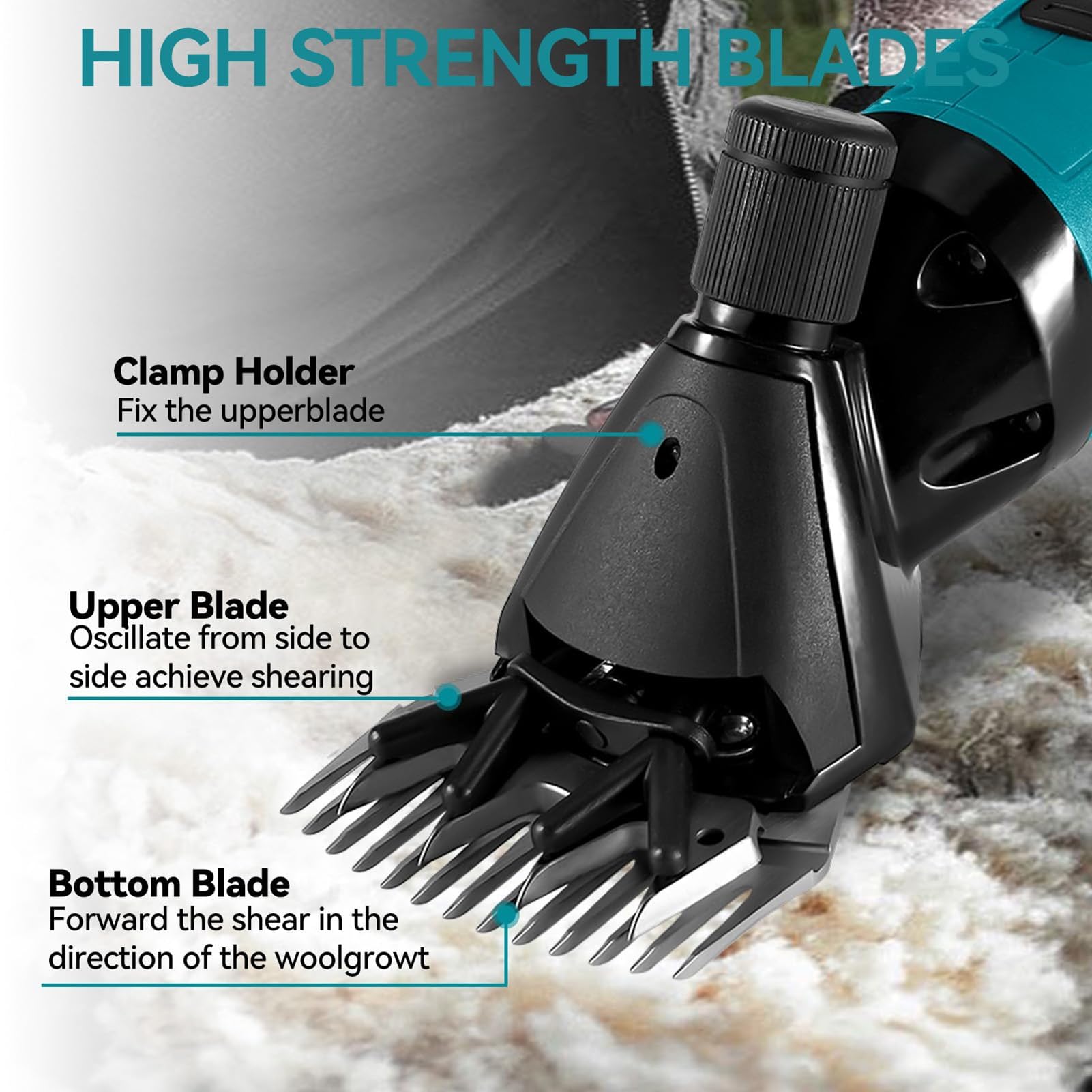 Tijeras for Ovejas Inalámbricas de 2300 Rpm: Esquiladoras Eléctricas con Motor Sin Escobillas de 850 W, 6 Velocidades, Hoja de 13 Dientes y 2 Baterías for Ovejas y Cabras(9-teeth)