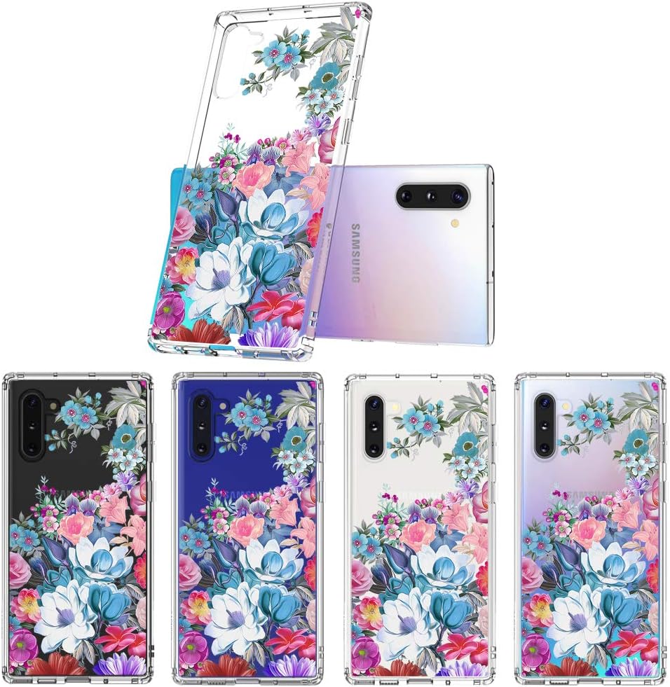 MOSNOVO Galaxy Note 10 Case, Peony Floral Flower Pattern Printed Clear Design Transparent Plastic Back Case with TPU Bumper Protective Case Cover for Samsung Galaxy Note 10