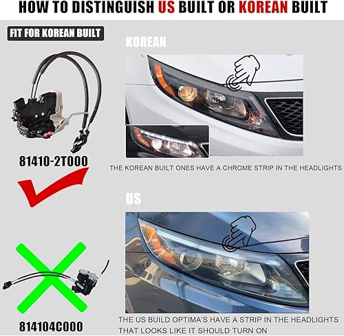 Miniatura 2 de (Compatible con Korea Built Optima's Sedan) Actuador de bloqueo de puerta trasera izquierda del conductor compatible con Kia Optima 2011-2013