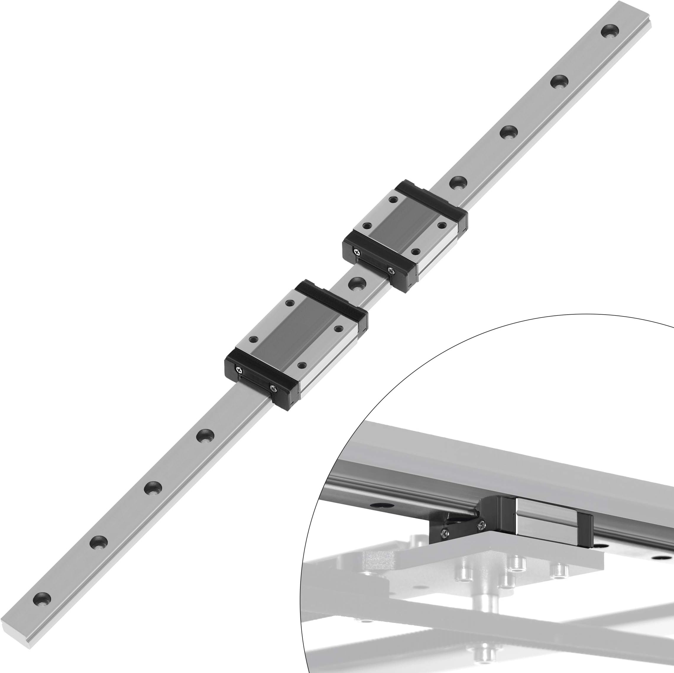 Twotrees MGN12H Double Linear Bearing Slide with Guide for 3D Printer CNC XYZ DIY Engraving Machine (Type H, 300 mm)