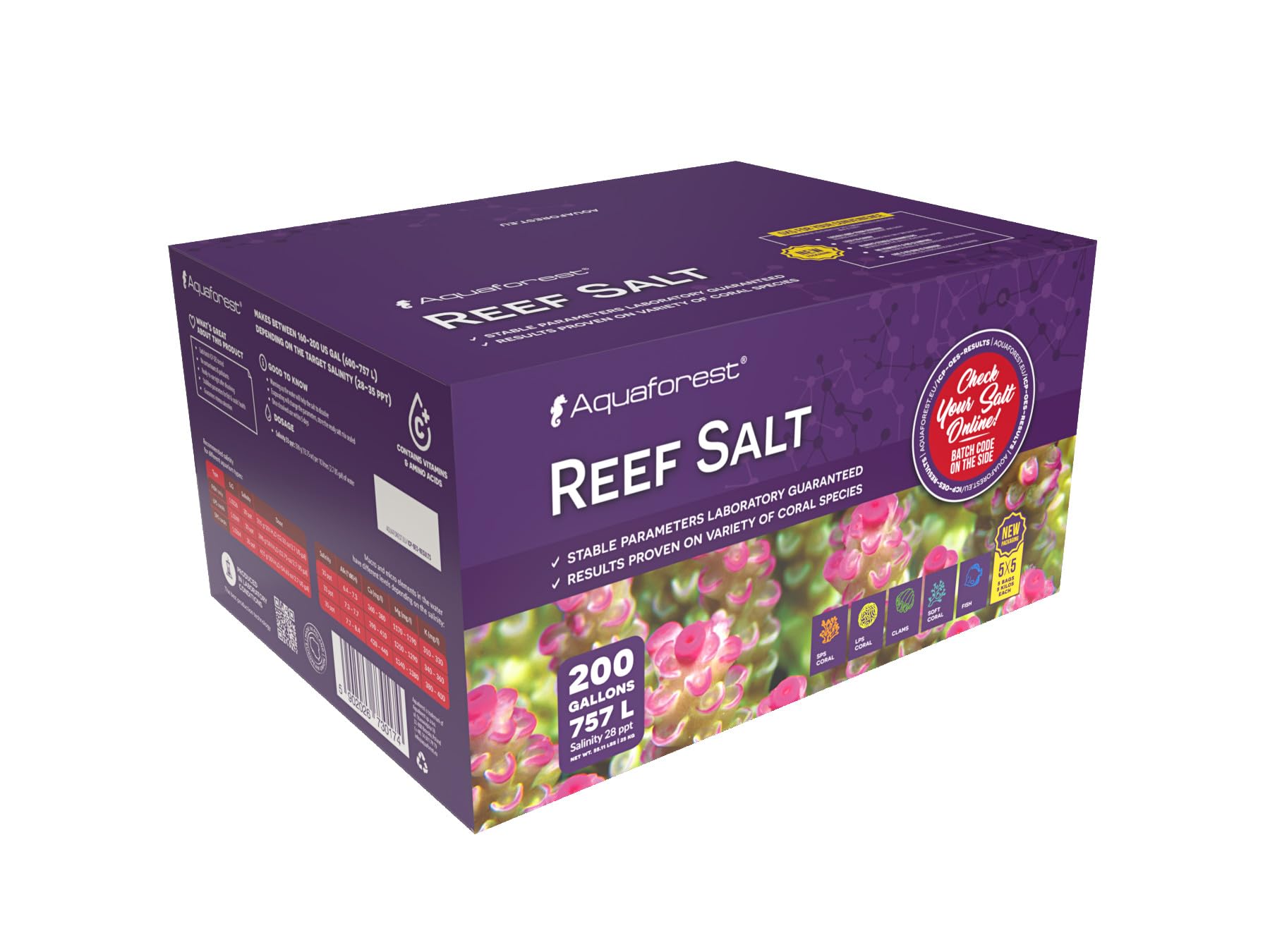 Aquaforest - Reef Salt 25 kg Karton 5 x 5 kg - vollsynthetisches Meersalz für die Korallenzucht