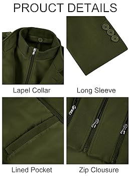 Karlywindow Mens Trench Coat Long Sleeve Stand Collar Single