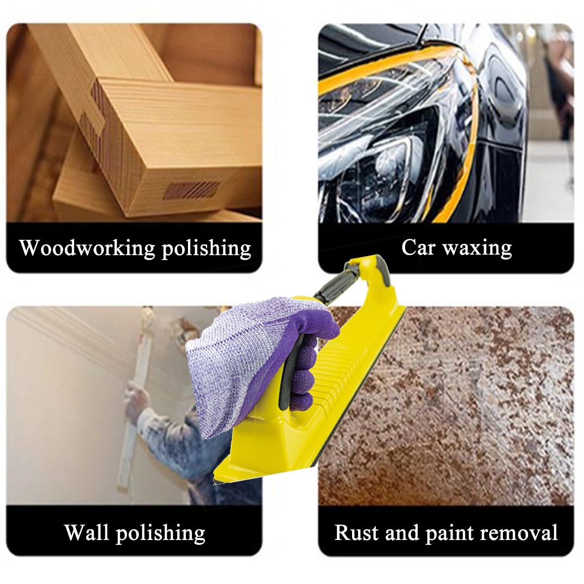 Herramienta de Lijado Manual, Ajustable y Curvado Lijadora de Mano Para, para Tiras de Lijado de 70*400mm, Agarre Cómodo, Bloque de Lijado para Lijar Masilla, Yeso, Madera (Amarillo)