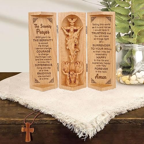 Vista 51 de Jesuspirit - Decoración cristiana, escultura católica de madera, regalos cristianos para hombres, estatua de Jesús, Virgen María, Decoración