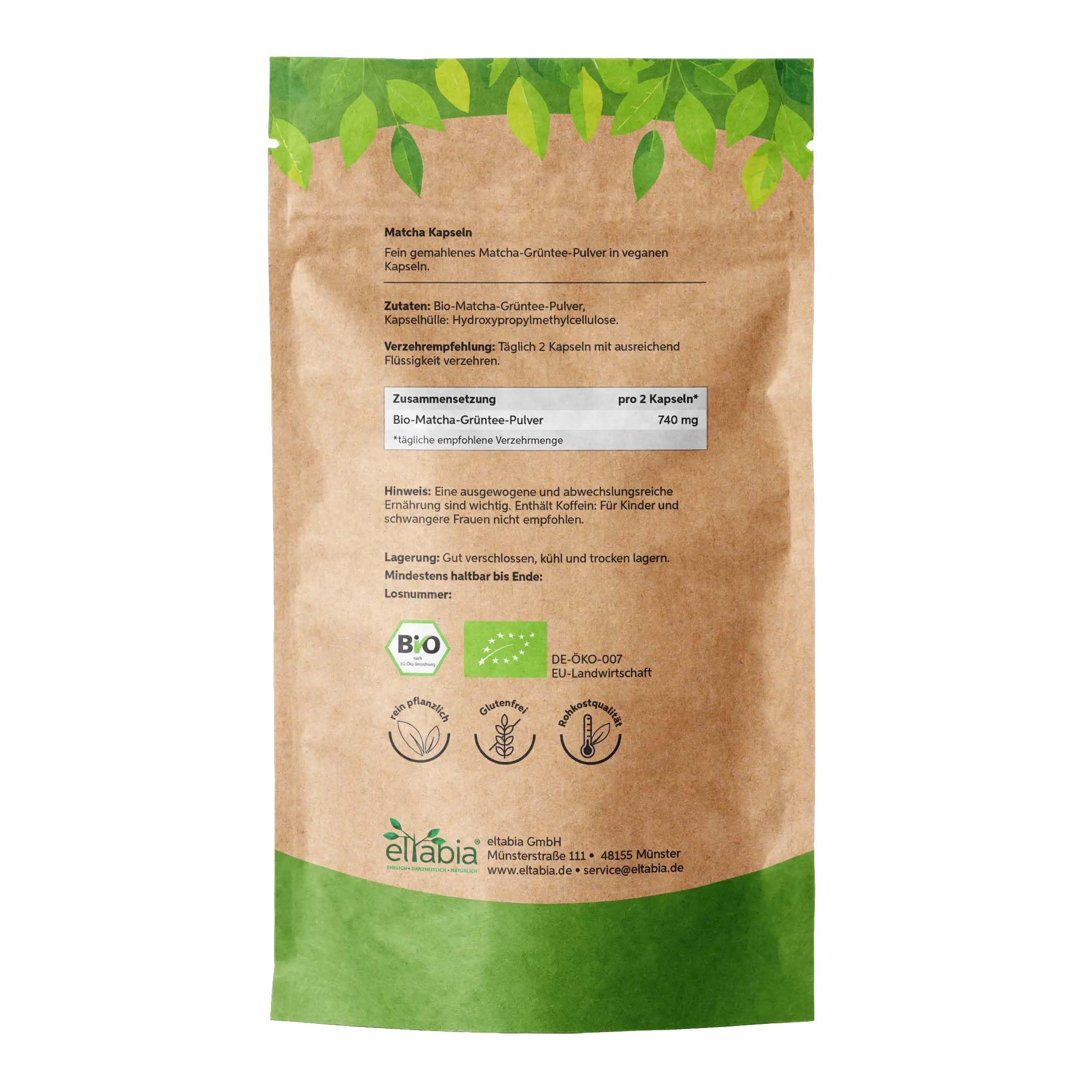 Bio Matcha Kapseln 1000 Stück | Hochdosiert 740mg Tagesdosis | Grüntee Extrakt 100% rein ohne Zusatzstoffe | Der König unter den Grüntees