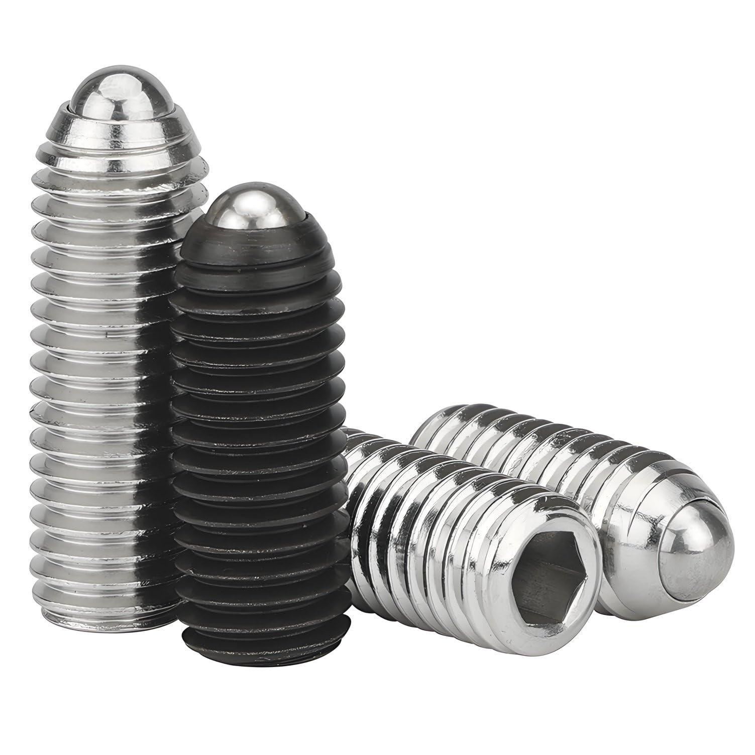 40pcs Émbolos internos hexagonales roscados con punta esférica y resorte en acero aleado,grado 12.9,Tornillos prisioneros de cabeza esférica (M6 x 30mm)