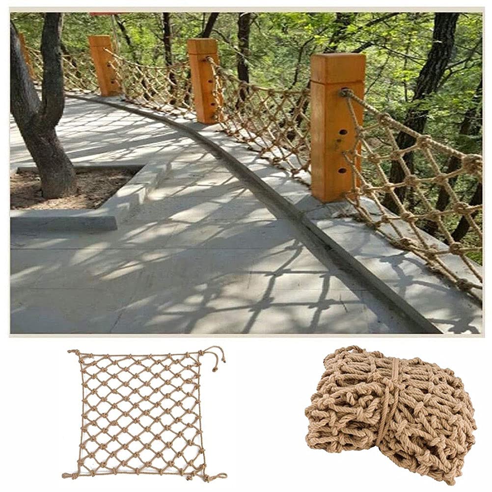 Hanfnetz, Hanfseil, dekoratives Netz, Sicherheitsnetz, Hängematten, Katzennetz, Klettergerüst, Balkon, Geländer, Treppe, Spielplatz, Kinder, Innen- und Außenbereich, Durchmesser: 0,4 cm,