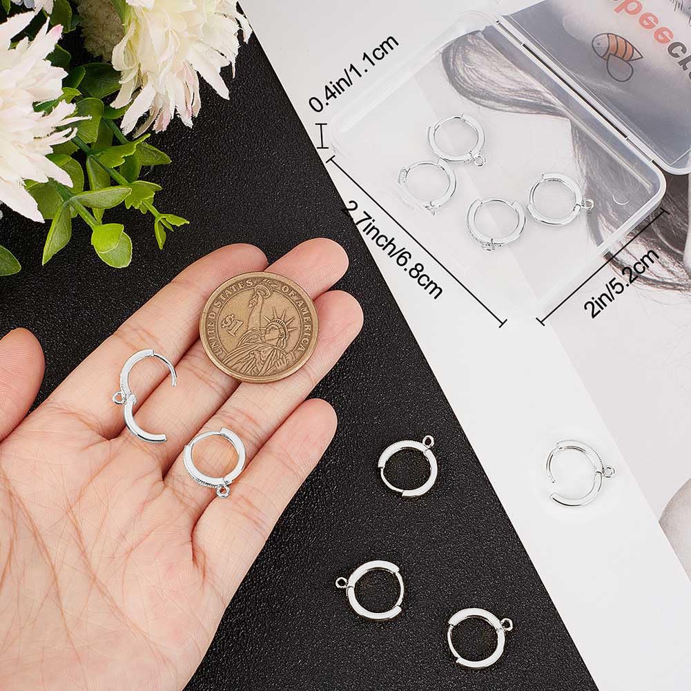Beebeecraft 1 Box Mit 14 Creolen Beschlägen Mit Zirkonia 925 Creolen Beschläge Aus Sterlingsilber Mit Plattiertem Messing Runde Leverback Ohrring Komponenten Für Die Schmuckherstellung von Frauen