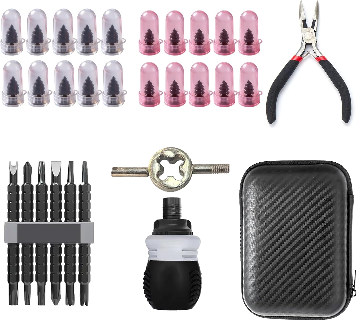 61PCS Tire Repair Rubber Nail, Screw in Tire Plugs with Screwdriver, Vacuum Tire Puncture Repair Kit, Rubber Nail Quick Fix Tool for Car Motorcycle Truck Tractor Flat Tire Emergency Repair